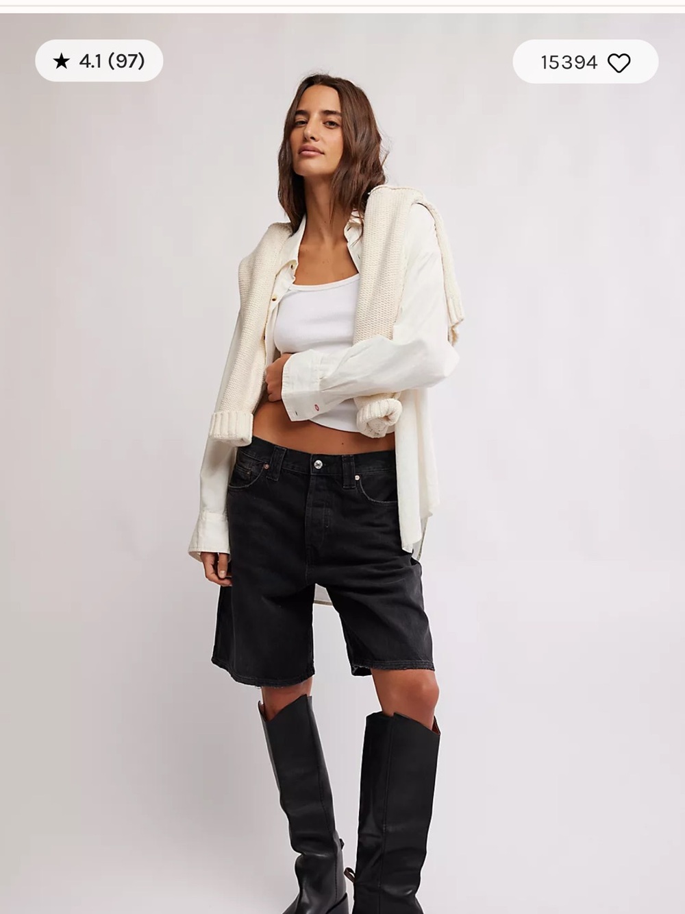 Free People Black Montana Jort Shorts - Picture 1 of 6